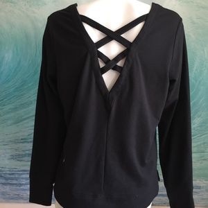 Black Lattice Back Sweatshirt by Old Navy M